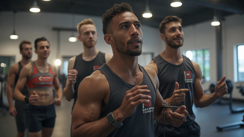 فريق من المدربين المحترفين يعملون مع عملائهم في صالة تدريب حديثة ومجهزة بالكامل