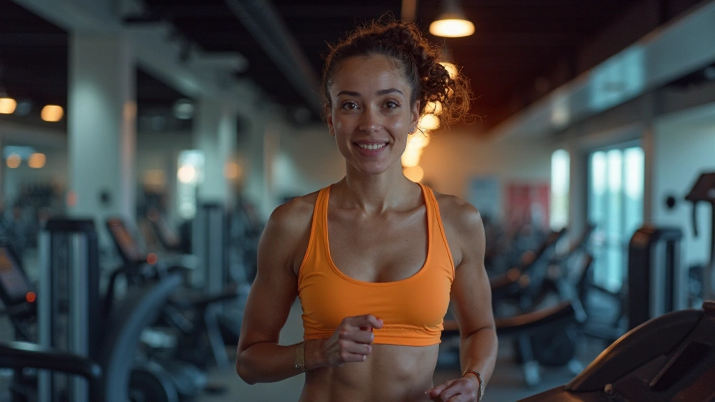 شخص يمارس تمارين الجري على جهاز المشي في صالة رياضية حديثة